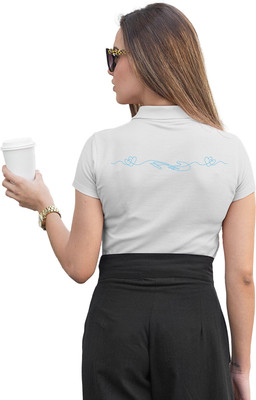 Fighterhero Printed Women Polo Neck White T-Shirt