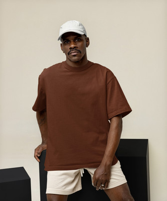 SoulifyWear Solid Men Round Neck Reversible Brown T-Shirt