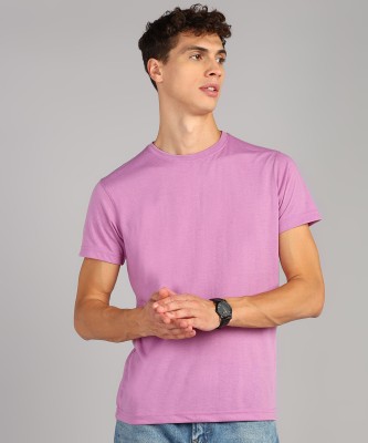 METRONAUT Solid Men Round Neck Purple T-Shirt