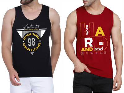Restore Printed Men Scoop Neck Black, Red T-Shirt