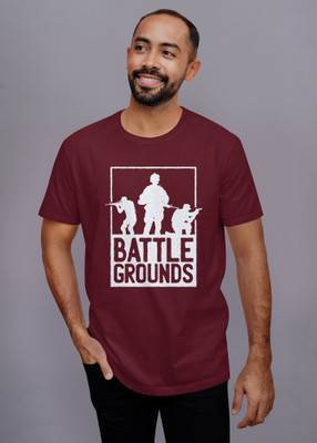 DAROOON Printed Men Round Neck Maroon T-Shirt