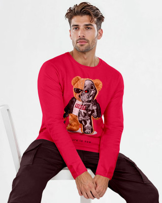 Triptee Cartoon Men Round Neck Red T-Shirt