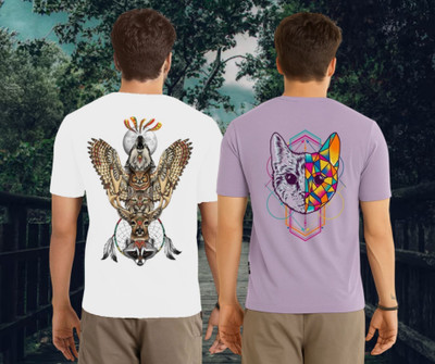 Kasendra Printed Men Round Neck White, Purple T-Shirt