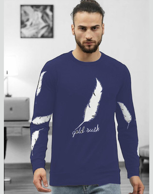 Autna Printed Men Round Neck Navy Blue T-Shirt