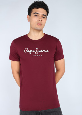 Pepe Jeans Graphic Print Men Round Neck Red T-Shirt