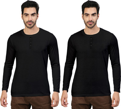 FTX Solid Men Round Neck Black T-Shirt