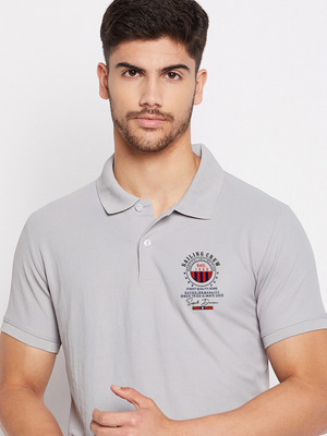 SZN Printed Men Polo Neck Grey T-Shirt
