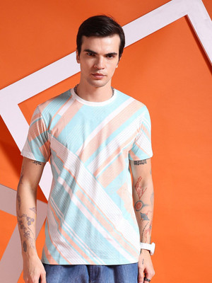 The Indian Garage Co. Geometric Print Men Round Neck Green T-Shirt