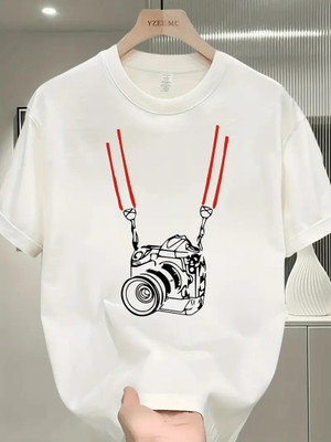 HASTEN Printed Men Round Neck White T-Shirt
