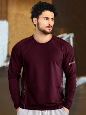 EyeBogler Solid Men Round Neck Red T-Shirt