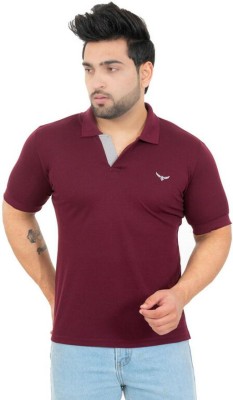 American Pie Solid Men Polo Neck Red T-Shirt