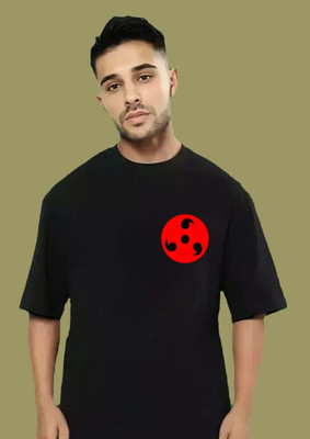 Trift Point Printed Men Round Neck Black T-Shirt
