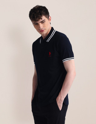 U.S. POLO ASSN. Solid Men Polo Neck Blue T-Shirt