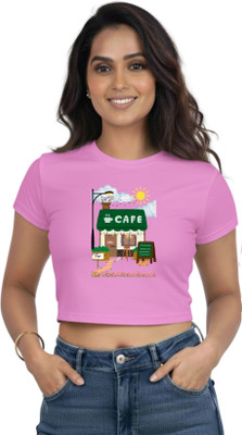 SPACE N OCEAN Graphic Print Women Round Neck Pink T-Shirt