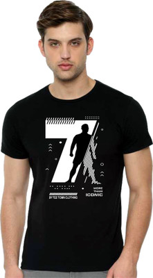 Tee town Graphic Print Men Round Neck Black T-Shirt