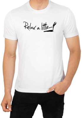LV CARE Printed Men Round Neck White T-Shirt