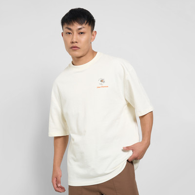 7 Alt by Pantaloons Solid Men Round Neck White T-Shirt