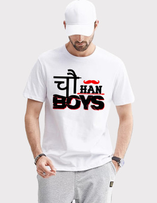 Ashu Fashions Graphic Print Men Round Neck White T-Shirt