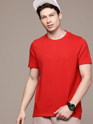 Moda Rapido Solid Men Round Neck Red T-Shirt
