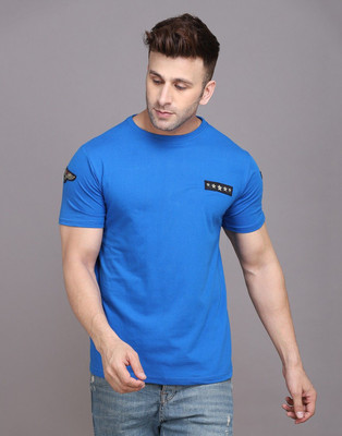 Lawful Casual Printed Men Round Neck Blue T-Shirt