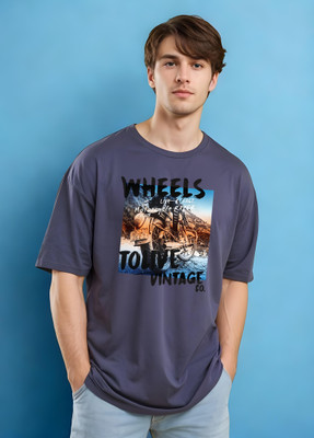 Smartees Printed Men Round Neck Blue T-Shirt