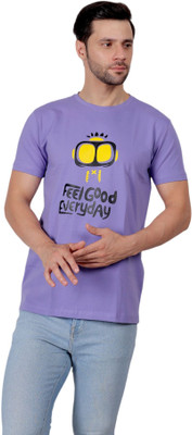 ZULX Printed Men Round Neck Purple T-Shirt