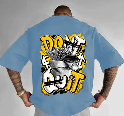 RK CLOTHING Typography, Printed Men Round Neck Blue T-Shirt