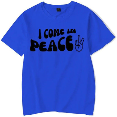 PD CLORI Printed Women Round Neck Blue T-Shirt