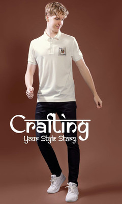 Vonix Fabss Embroidered Men Polo Neck Beige T-Shirt