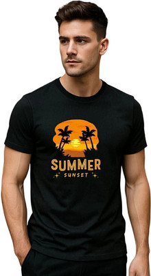 Fabc Typography Men Round Neck Black T-Shirt