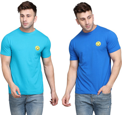 GEUM Solid Men Round Neck Light Blue, Blue T-Shirt