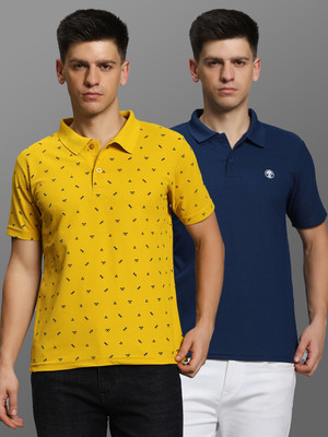 TIMBER HITCH Printed Men Polo Neck Gold T-Shirt