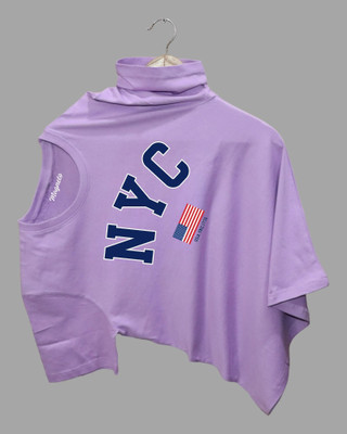 DRIPTHREAD Graphic Print Men Round Neck Purple T-Shirt