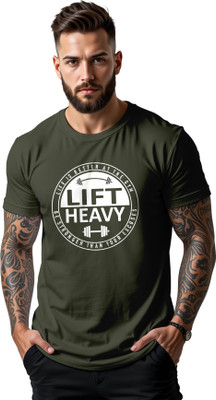 PeppyZone Printed Men Scoop Neck Dark Green T-Shirt