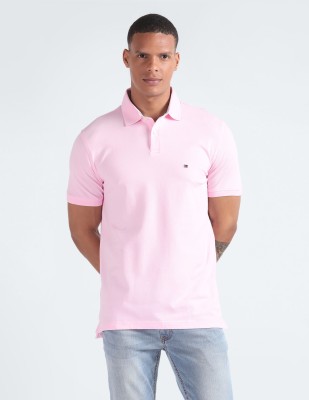 TOMMY HILFIGER Solid Men Polo Neck Pink T-Shirt