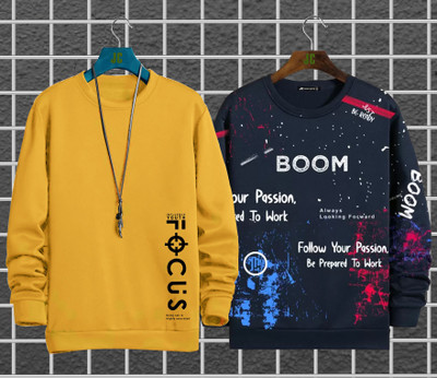 Jump Cuts Printed, Typography Men Round Neck Multicolor T-Shirt