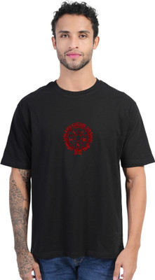 Mr Anime Graphic Print Men Round Neck Black T-Shirt