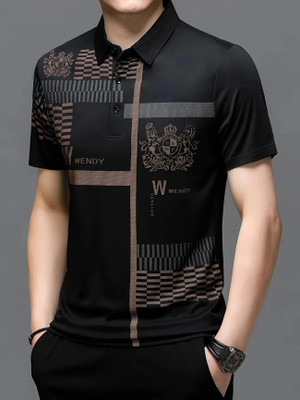 ENDGAME Printed Men Polo Neck Black T-Shirt