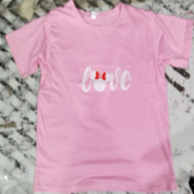 TARSHI Printed, Typography Women Round Neck Pink T-Shirt