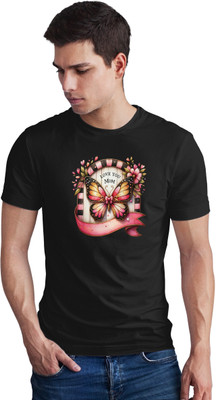 Seek Buy Love Printed Men Round Neck Black T-Shirt