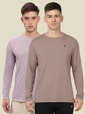 TECHNOSPORT Solid Men Round Neck Multicolor T-Shirt