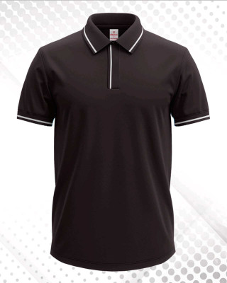 GRATITUDE ROCK Solid Men Polo Neck Black T-Shirt