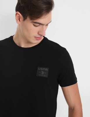 U.S. Polo Assn. Denim Co. Solid Men Round Neck Black T-Shirt