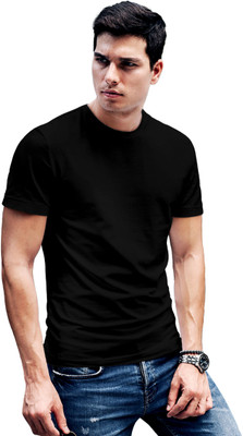 Fighterhero Solid Men Round Neck Black T-Shirt