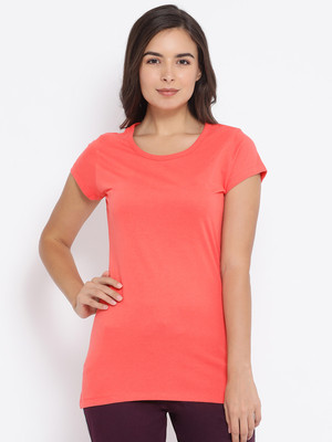 Macrowoman W-Series Solid Women Round Neck Red T-Shirt