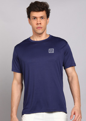 HRX by Hrithik Roshan Solid Men Round Neck Dark Blue T-Shirt