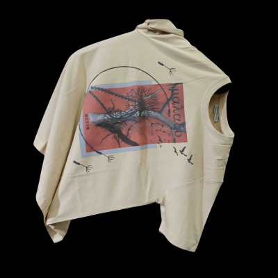 GALAX Graphic Print Men Round Neck Beige T-Shirt