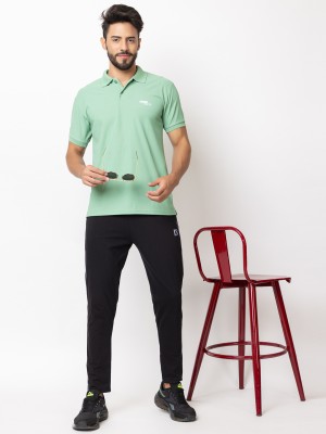 LEXON Solid Men Polo Neck Green T-Shirt