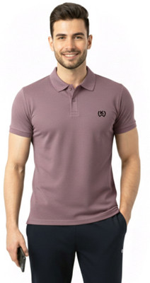 KWINGS Printed Men Polo Neck Purple T-Shirt