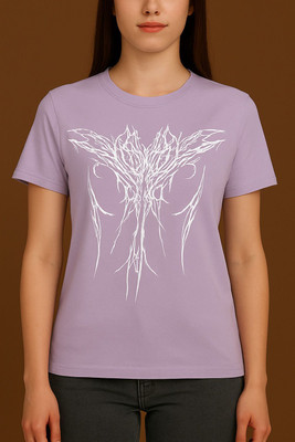 okaminokazi Graphic Print Women Round Neck Black T-Shirt